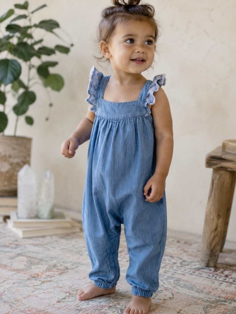 4/$15 Blue Denim Kids Jumpsuit Infant Baby Outfit Set Girls
